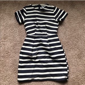 Navy blue and cream H&M striped dress